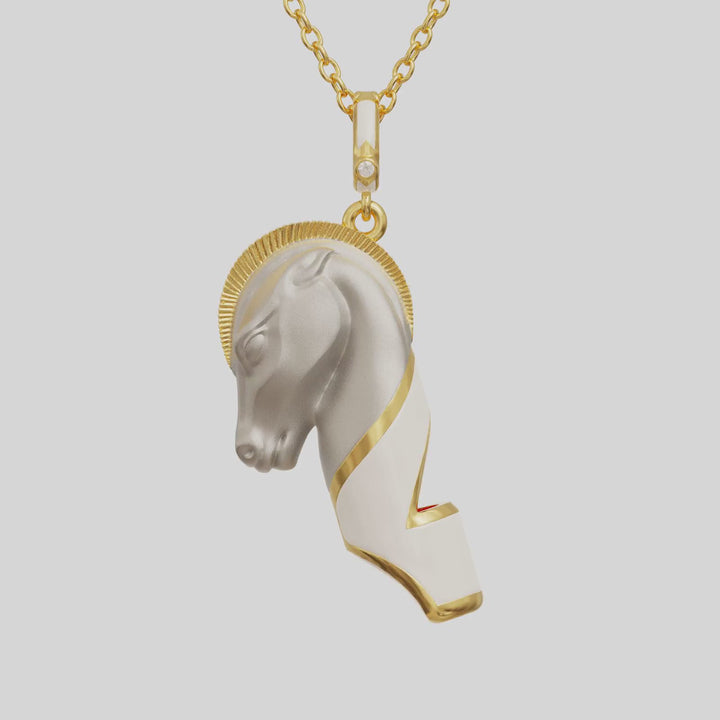 horse whistle necklace - white enamel