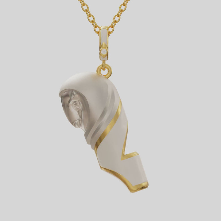 owl whistle necklace - white enamel