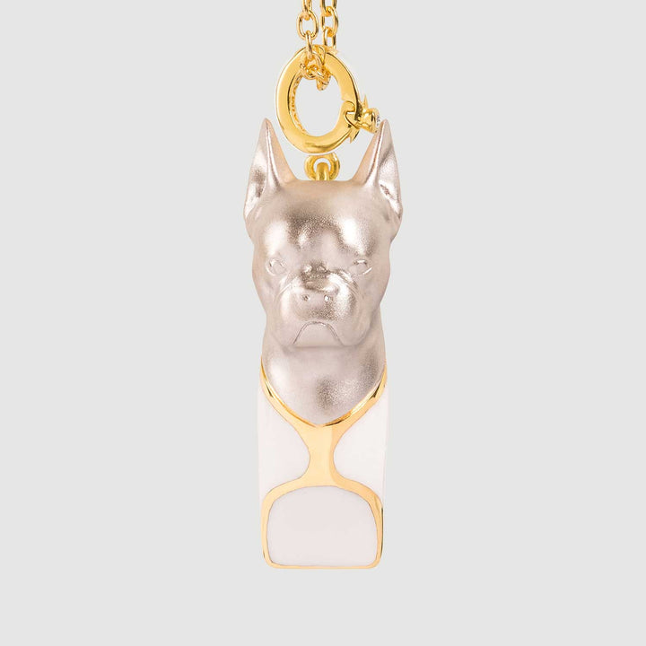French Bulldog Necklace | Whistle | White Enamel
