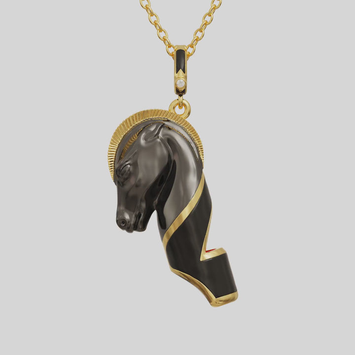 Horse Necklace | Whistle | Black Enamel