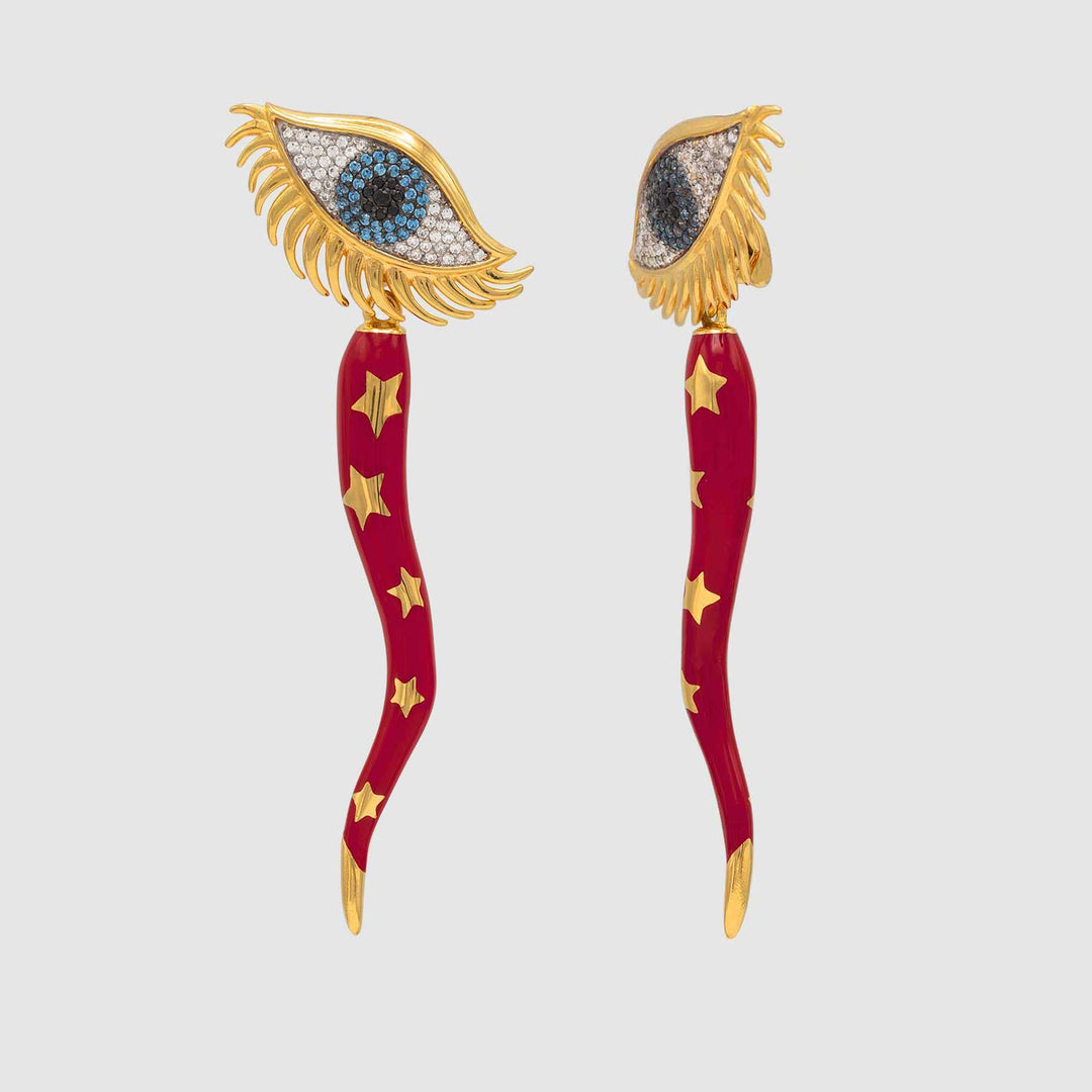 Italian Horn Earrings - Cornicello Earrings - Nazar Earrings - Red