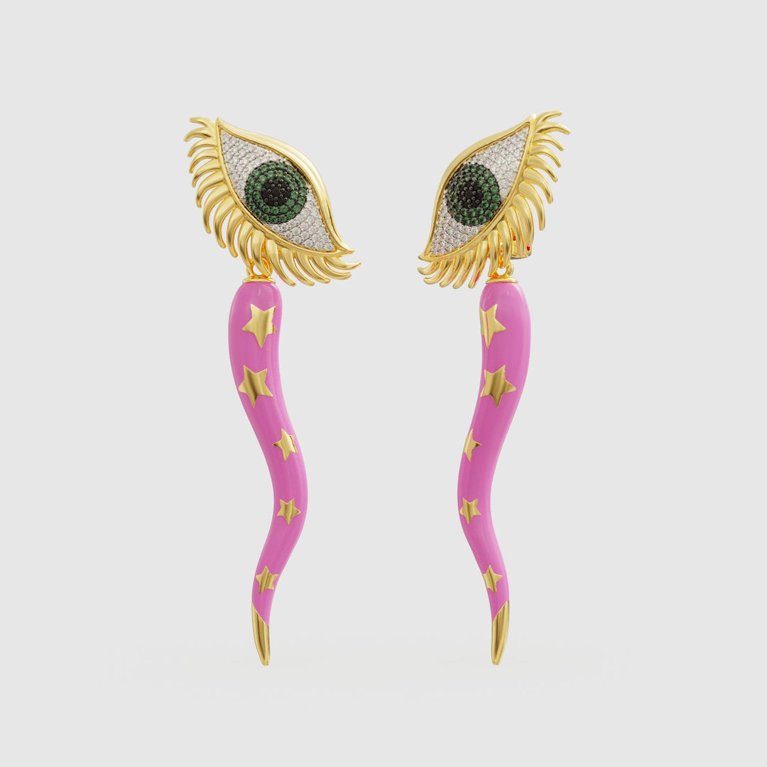 Cornicello Earrings -pink