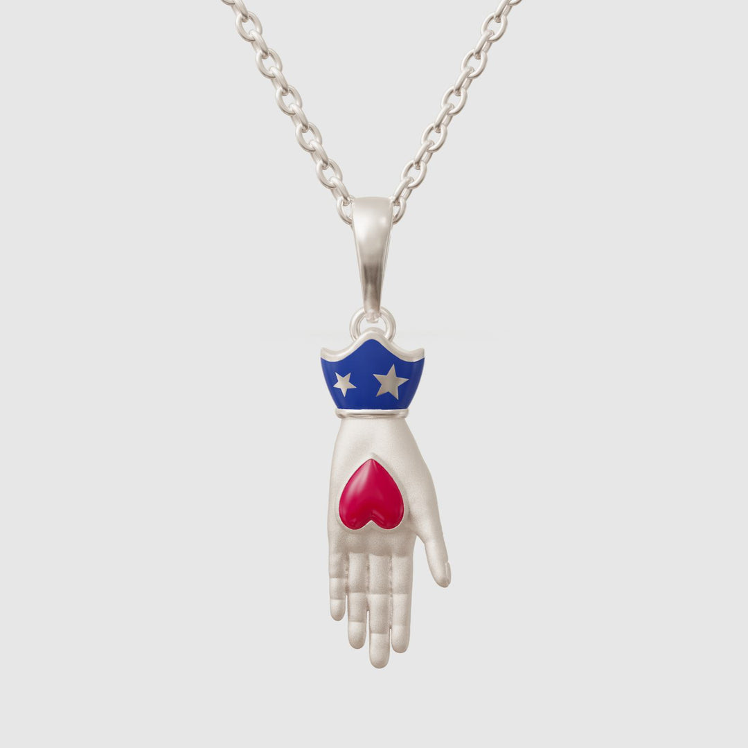 Heart in Hand Necklace | Rhodium