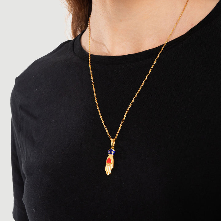 Heart in Hand Necklace | Gold