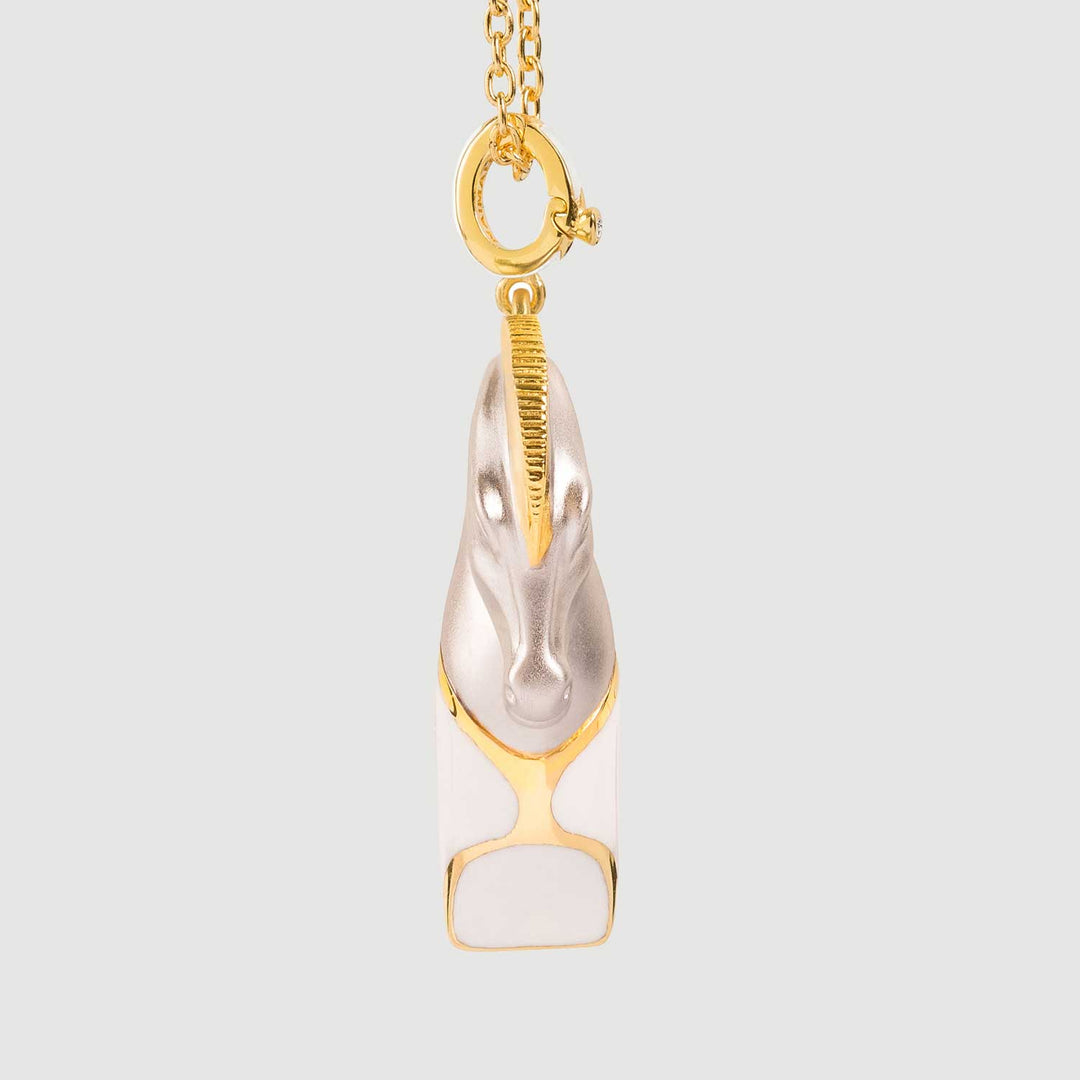 Horse Necklace | Whistle | White Enamel