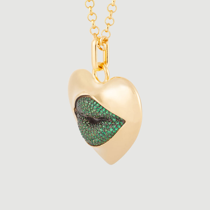 Love Lips | Necklace | Green - Side
