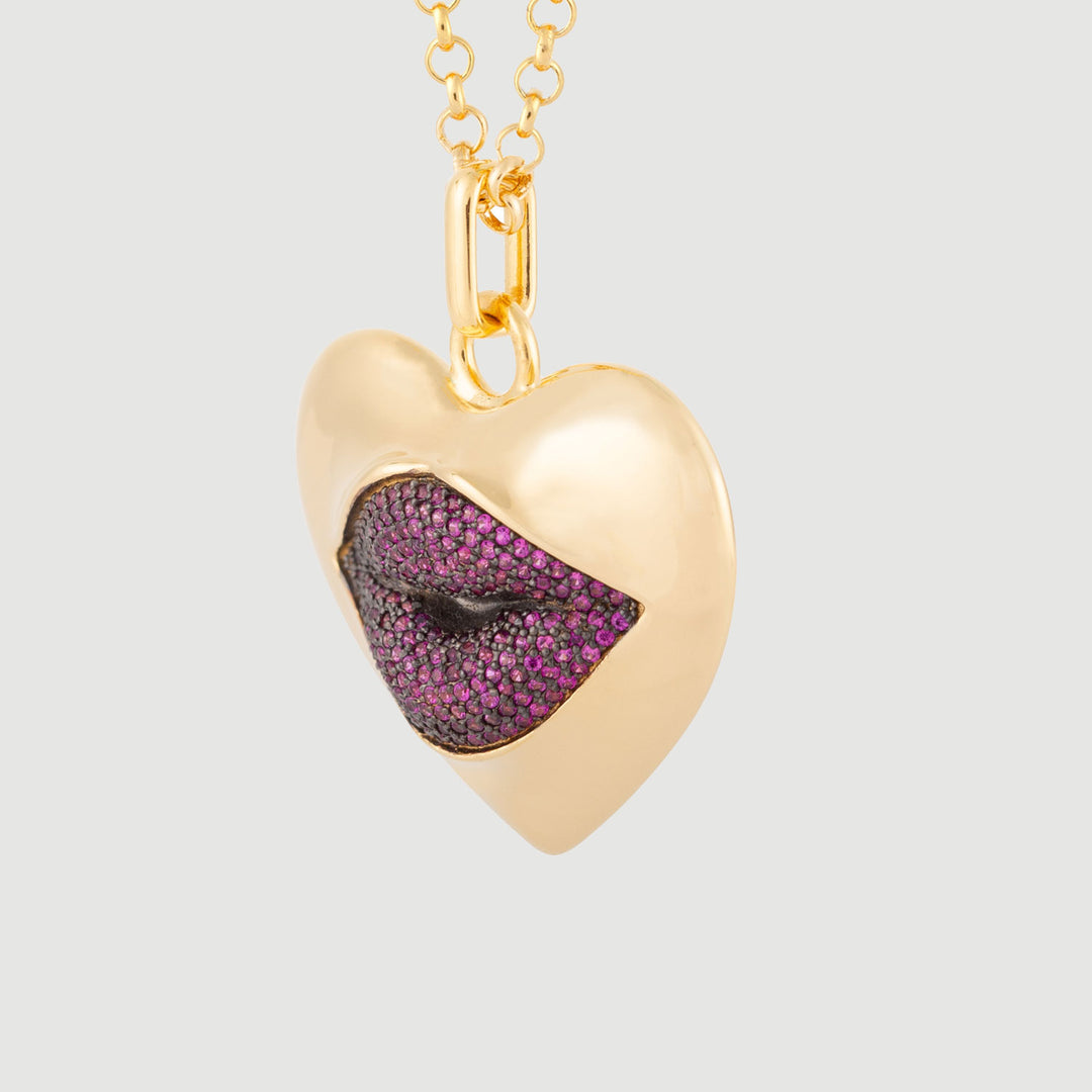 Love Lips | Necklace | Ruby Red- Side
