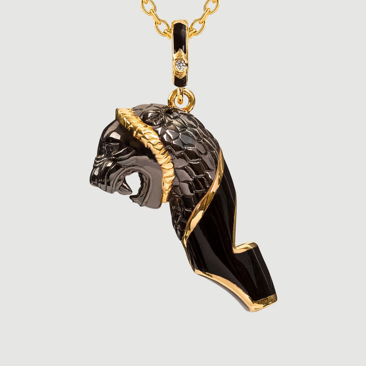 Lion Necklace | Whistle | Black Enamel