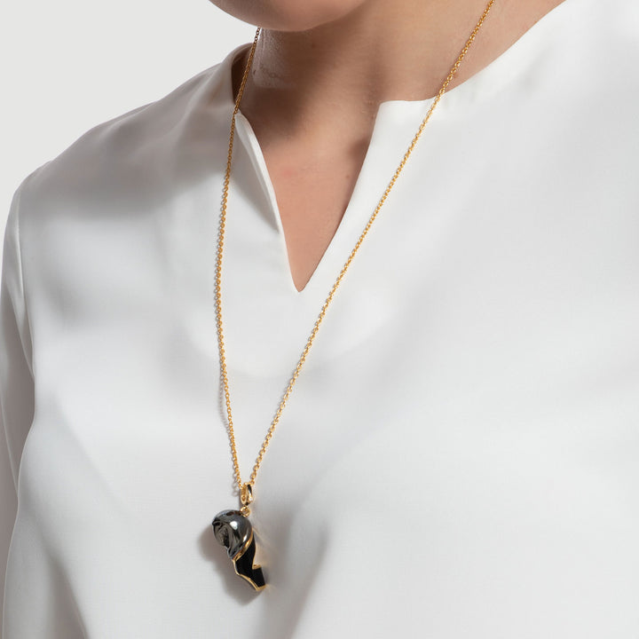 Owl Whistle Necklace | Black Enamel